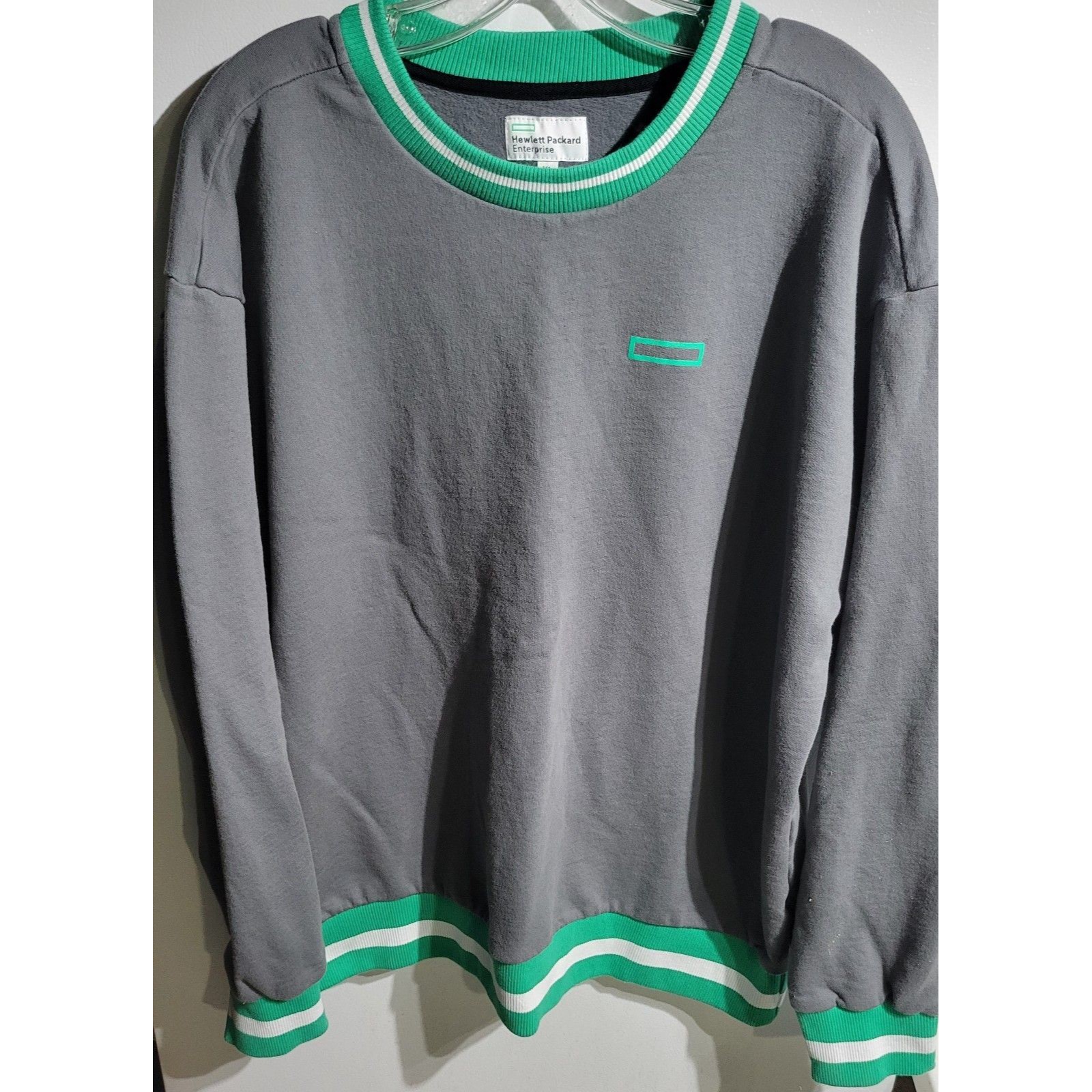 Vintage Hewlett Packard Enterprise Mens Sweatshirt Gray & Green Trim Size Xl Usa